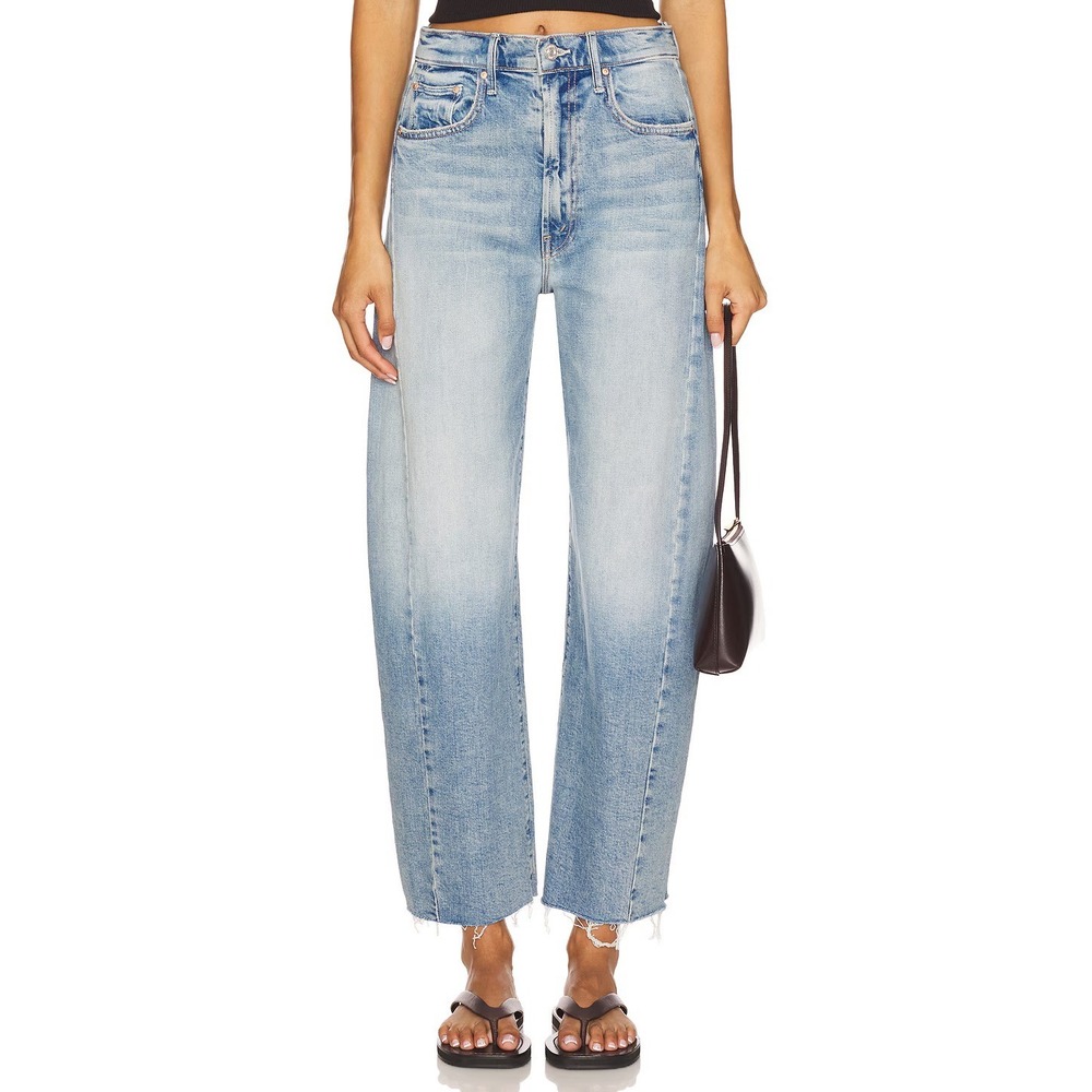 MOTHER The Half Pipe Ankle Fray Jeans I Confess 31 Wide Barrel Leg Raw Hem